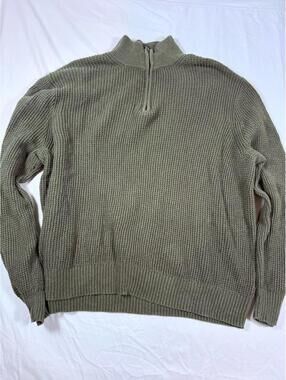 J.Crew Men's XL Olive Green Cotton Half-Zip Sweater